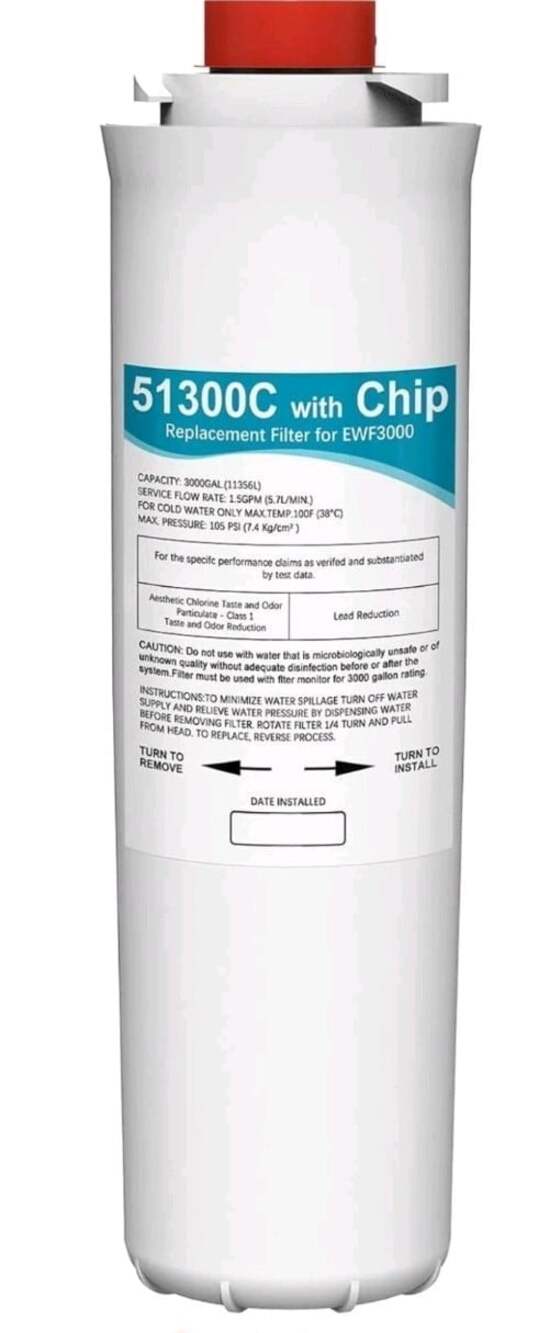 Seanutp 51300C Filter Replacement With Chip For Elkay Water EWF3000 12" Filter